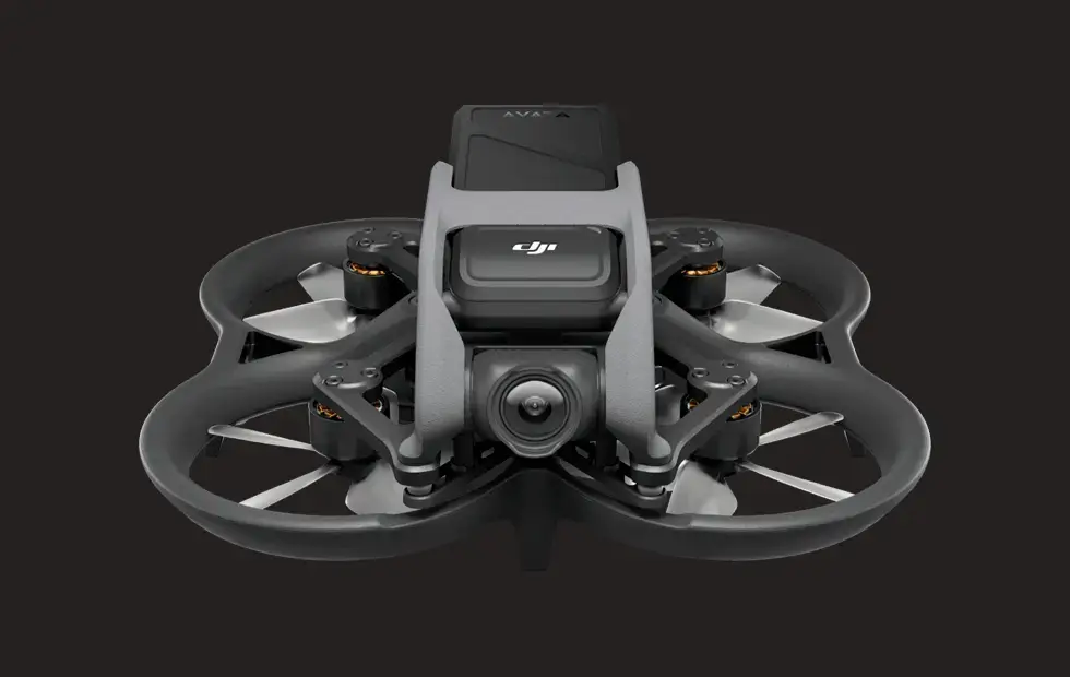 The dji phantom mini drone is shown on a black background.