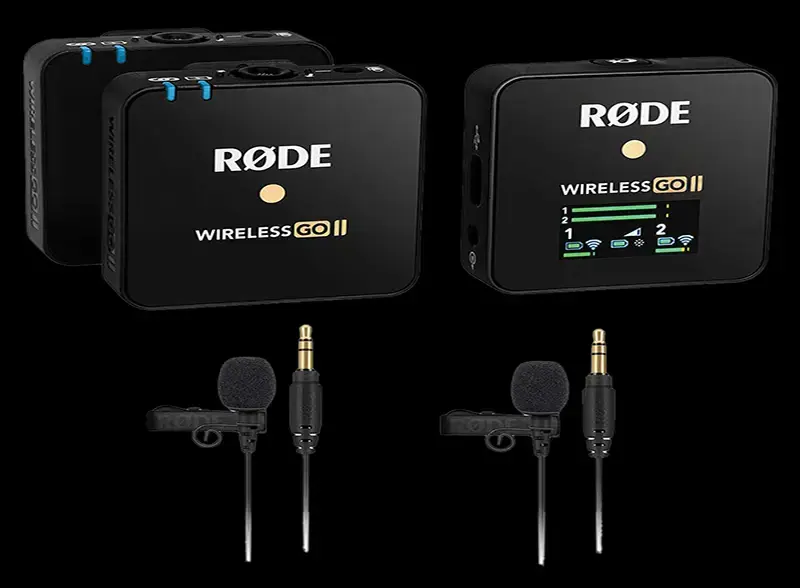 Rode wireless es221 microphone kit with two microphones.